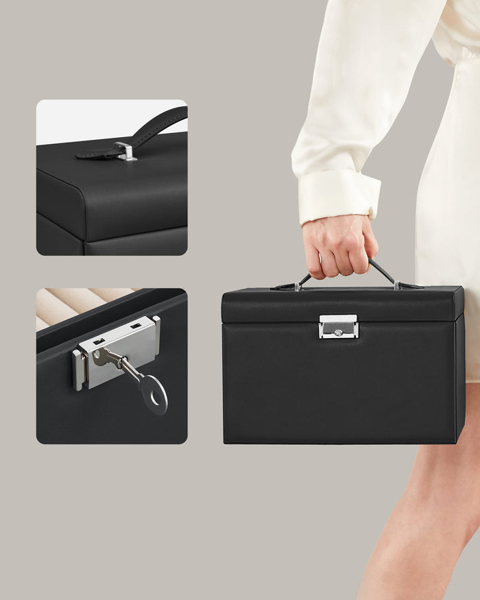 Valora PORTAGIOIE in velluto nero con specchio e cassetti