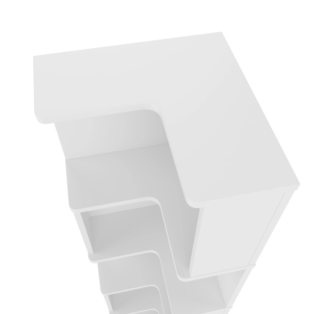 Libreria angolare a L in MDF con LED controllati da app, bianca