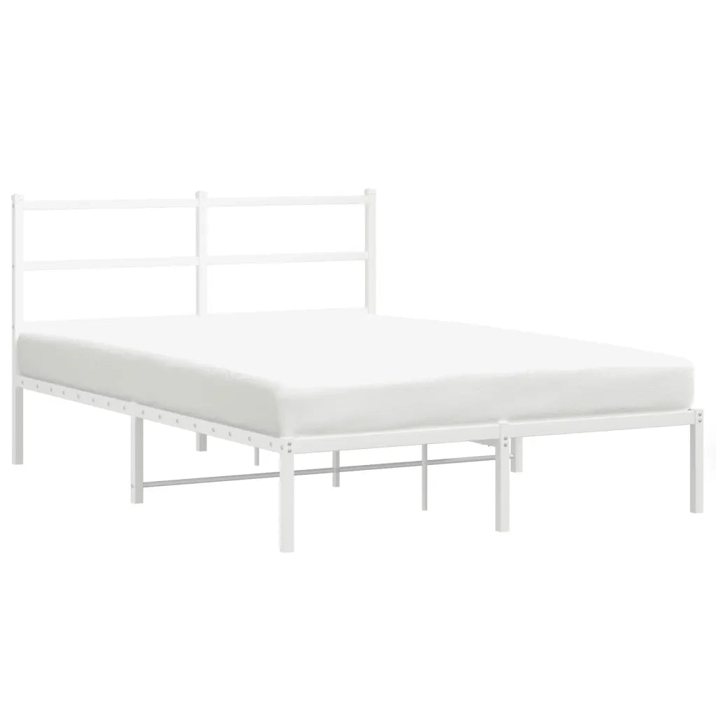 Giroletto con Testiera-Struttura Letto con testiera Metallo Bianco 135x190 cm 137090