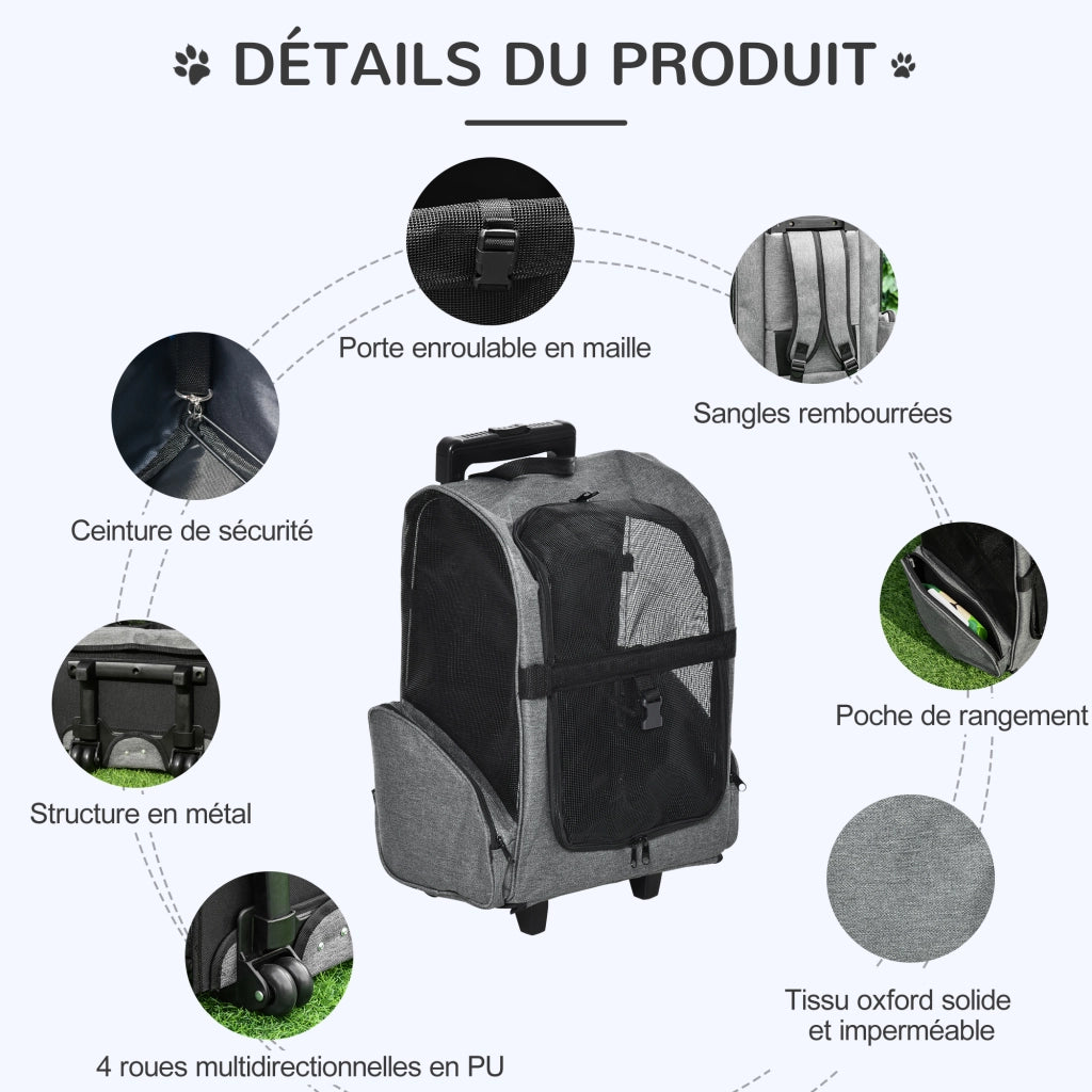 Trasportino per cani e gatti 2 in 1 ¨C zephmum ¨C 42x25x55 cm, grigio