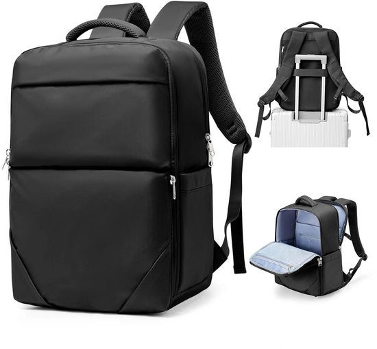 Borsa da viaggio per donna in pelle nera, compatibile con Ryanair, dimensioni 40x20x25 cm, impermeabile