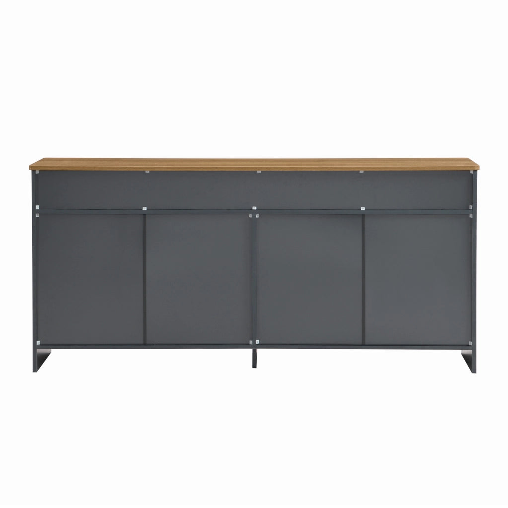 Sideboard 160x37x75 cm con 3 cassetti; 4 ante e ripiani regolabili; MDF nero e grigio