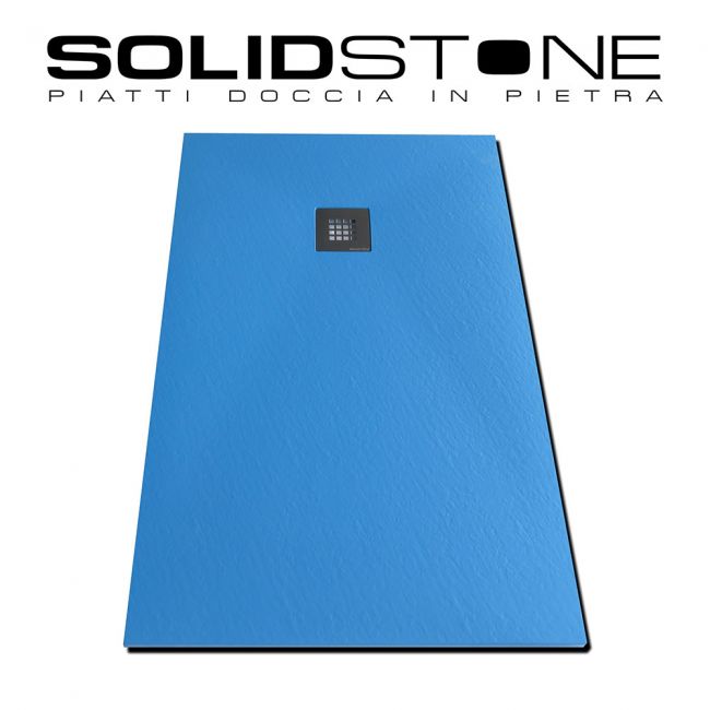 Piatto doccia in pietra SOLIDSTONE alto 2,8 cm - Blu Amalfi RAL 5012 - Misura: 80x100 x 2,8h