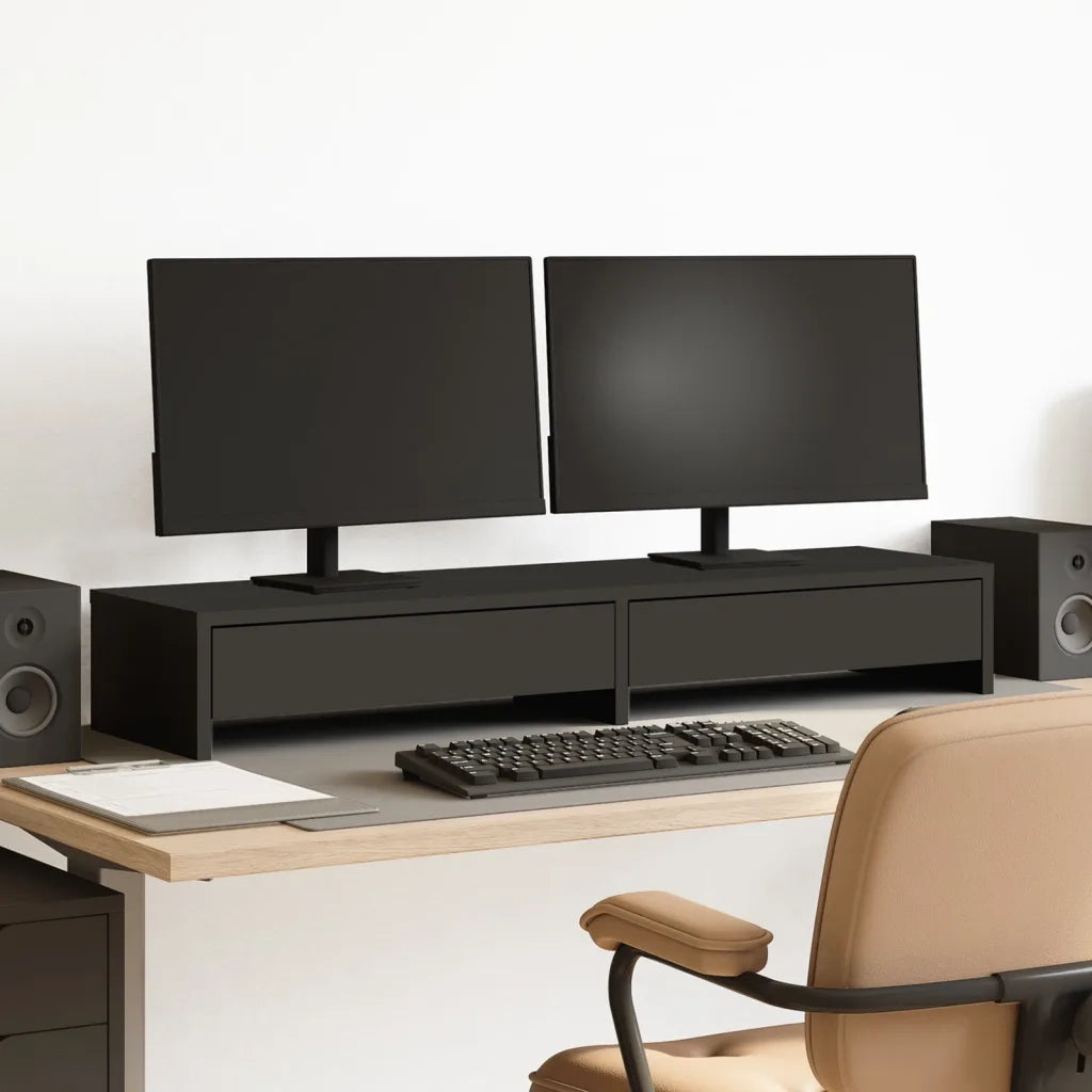vidaXL Supporto Monitor con Cassetti Nero 100x27x15 cm in Truciolato