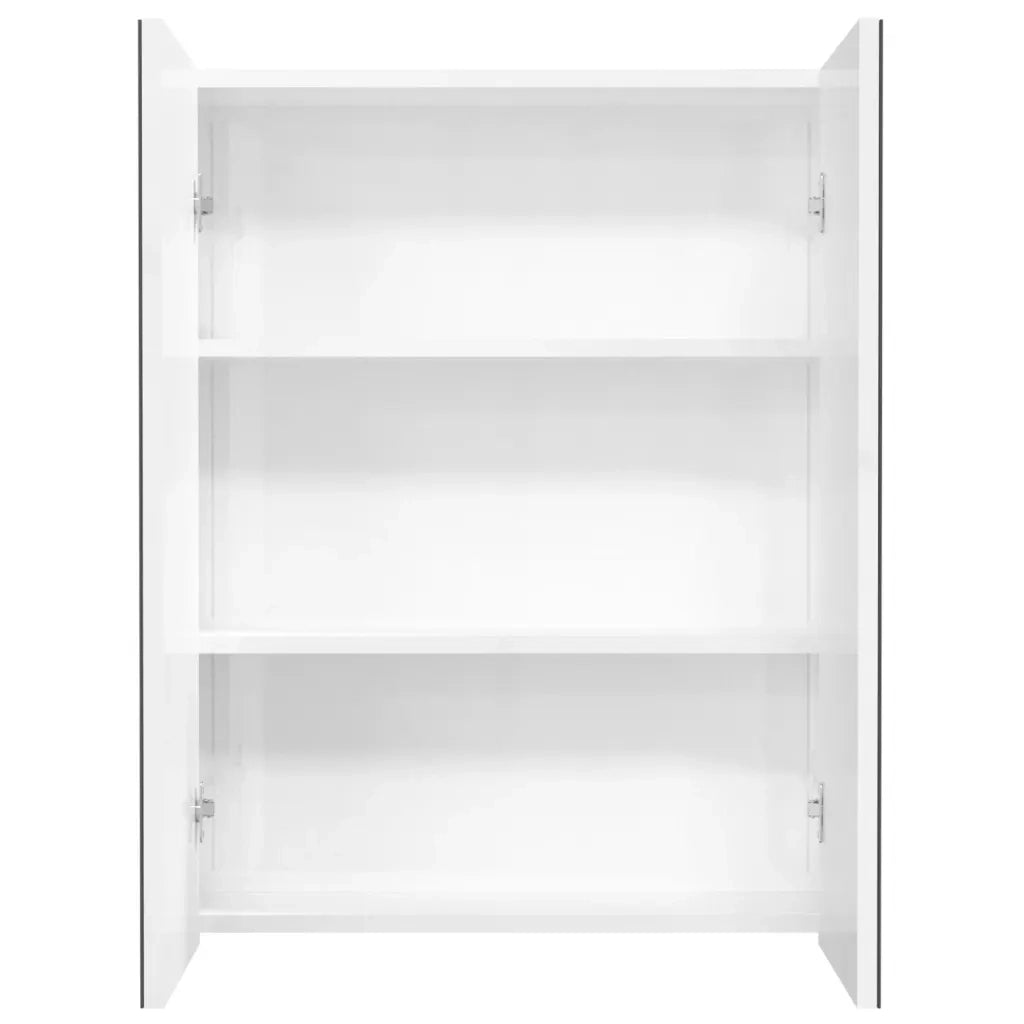 Armadietto a Specchio per Bagno-Mobiletto a specchio 60x15x75 cm MDF Bianco Lucido