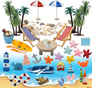 Accessori di decorazione per giardino miniaturizzato estivo da 43 pezzi per decorazione di miniatura di spiaggia con paesaggio microscopico