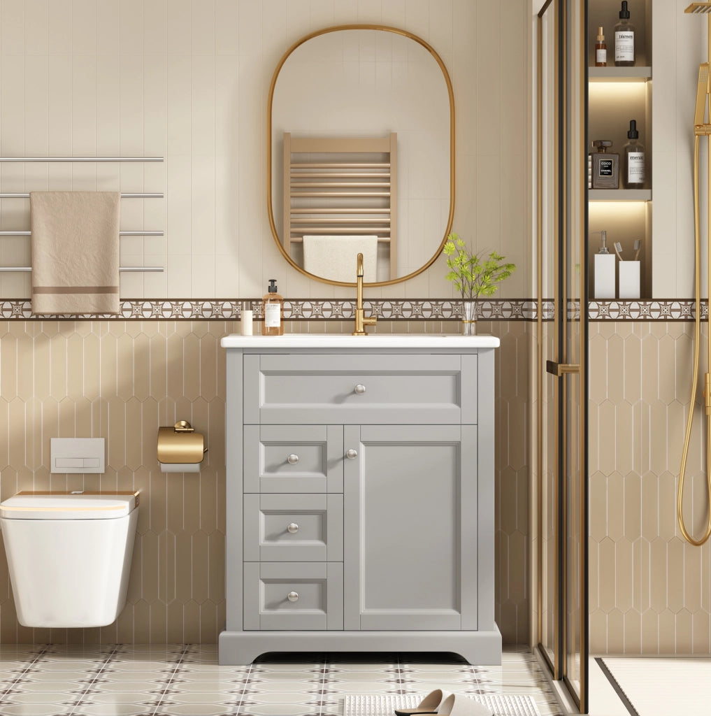 Mobile bagno con lavabo a terra, grigio, 76x46x87 cm
