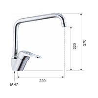 Rubinetto per lavello con bocca alta a u girevole - serie kiss