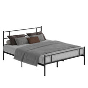 Letto Matrimoniale in Acciaio con Testiera e Pediera ¨C zephmum ¨C Nero 160x200 cm