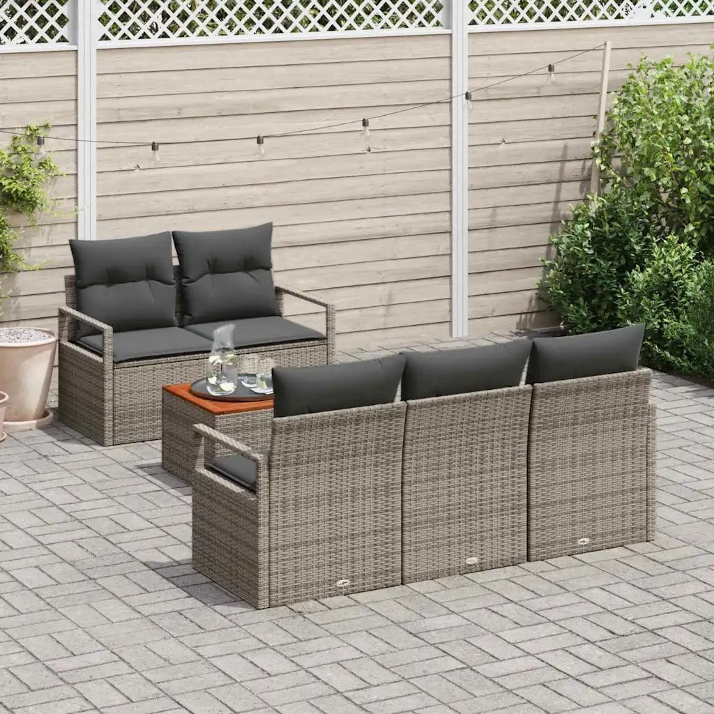 Set Divano da Giardino 6 pcs Grigio polyrattan 3356312