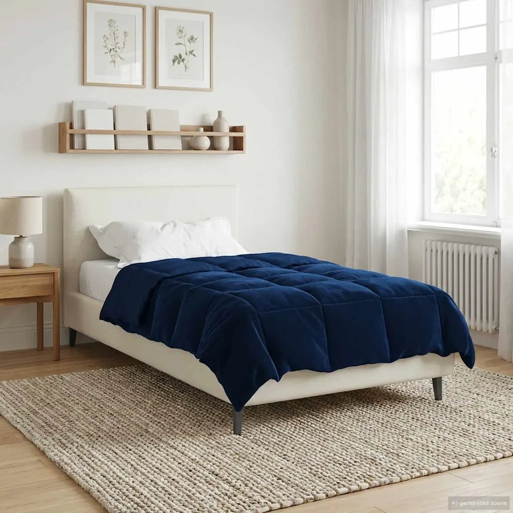 Duvet Invernale Trapuntato Blu Scuro 140 x 200 cm Microfibra 42026134