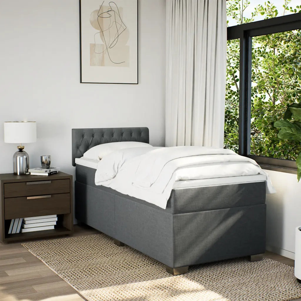 Giroletto a Molle con Materasso Grigio Scuro 90x190 cm Tessuto 3288051