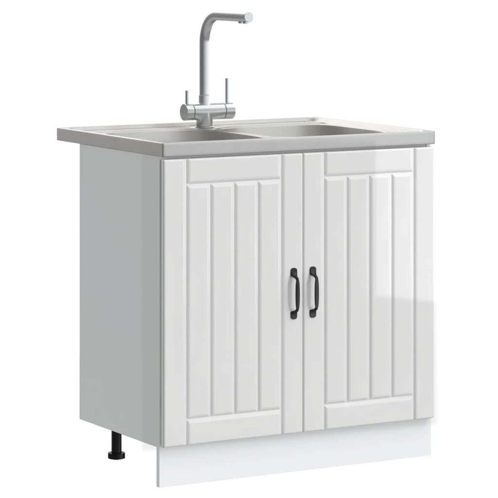 Mobiletto per lavabo Lucca 2 pz Bianco Lucido 3315013