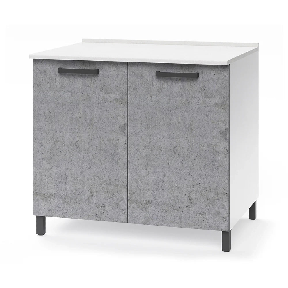 Base per cucina componibile da 80 cm con ante, realizzata in legno 100% MADE IN ITALY colore Cemento