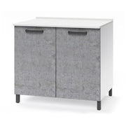 Base per cucina componibile da 80 cm con ante, realizzata in legno 100% MADE IN ITALY colore Cemento