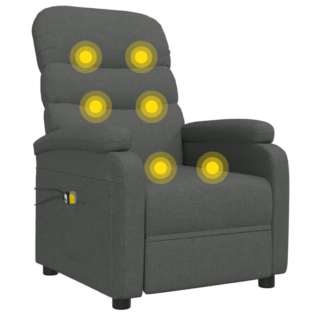 Poltrona Massaggiante | Sedia Relax Elettrica Grigio Scuro in Tessuto