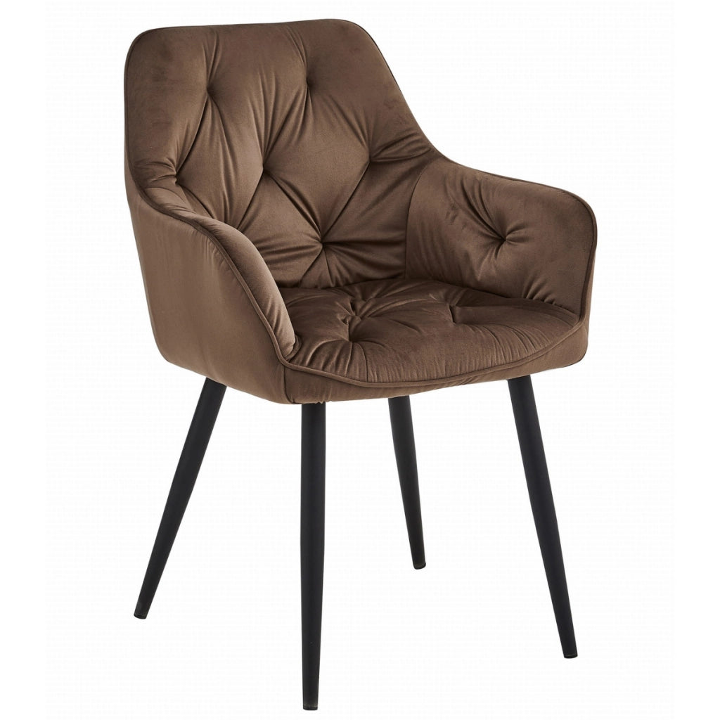 Set di 2 sedie Jork in velluto marrone con gambe nere