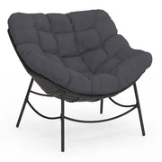 IDMarket - LOA reclinabile da giardino con effetto rattan grigio e cuscino grigio