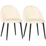 Sedia da Pranzo con Schienale a Conchiglia ¨C Zephmum ¨C Velluto Beige con Gambe in Metallo