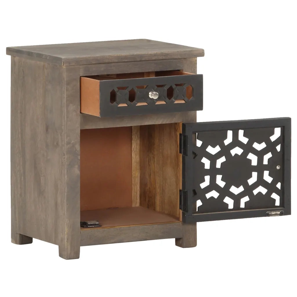 Comodino | Armadio da Notte | Mobiletto da notte 40x30x50 cm in Legno Massello di Mango