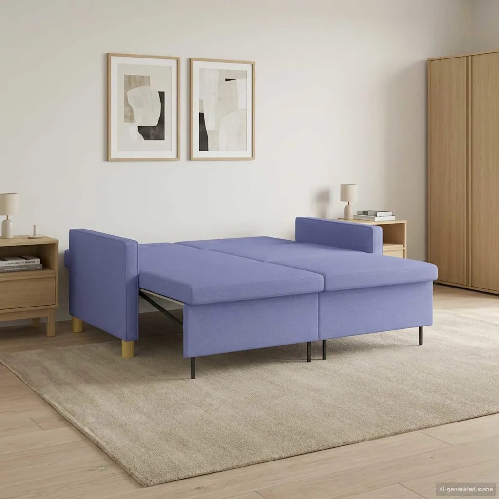 Divano Letto Estraibile Blu jeans Tessuto