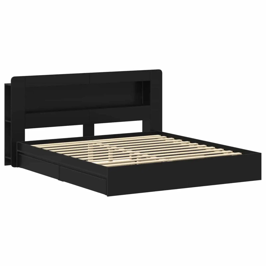 Telaio del letto con storage con cassetto Nero 200 x 200 cm 3433690