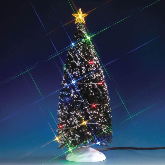 Albero di Natale Illuminato 24 Luci Led Luminoso Mini 26cm Villaggi Natale Lemax