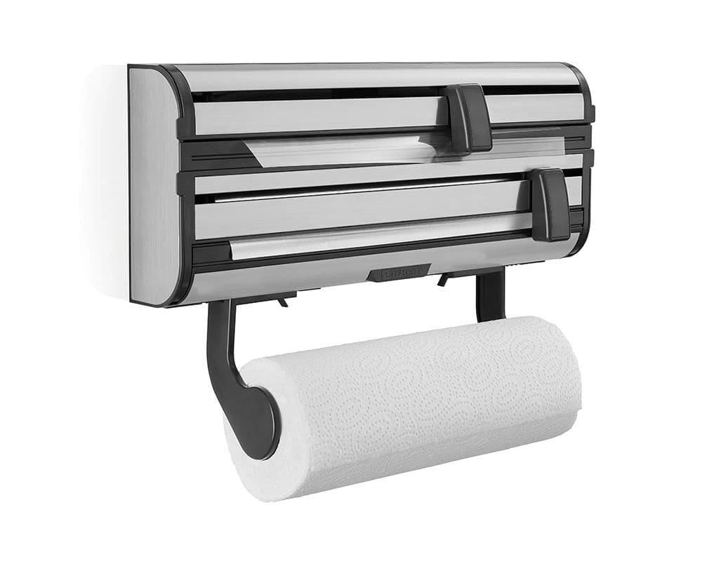 Leifheit 25793 porta asciugamani di carta Supporto per asciugamani di carta a parete Acciaio inox Nero, Acciaio inox