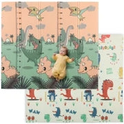 Tappeto da gioco per bambini a tema Dinosauri pieghevole, 196x176x1,5 cm, Multicolore