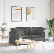 Divano Modulare con Cuscini-Sofa Modulare-Divanetto in Tessuto a Coste Grigio Scuro