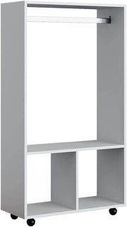 Armadio multifunzione Sydney, Bianco, 70 x 128 cm, su ruote per utilizzo flessibile e facile spostamento