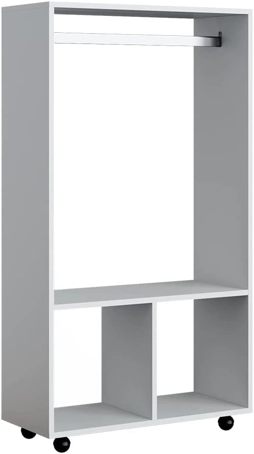 Armadio multifunzione Sydney, Bianco, 70 x 128 cm, su ruote per utilizzo flessibile e facile spostamento