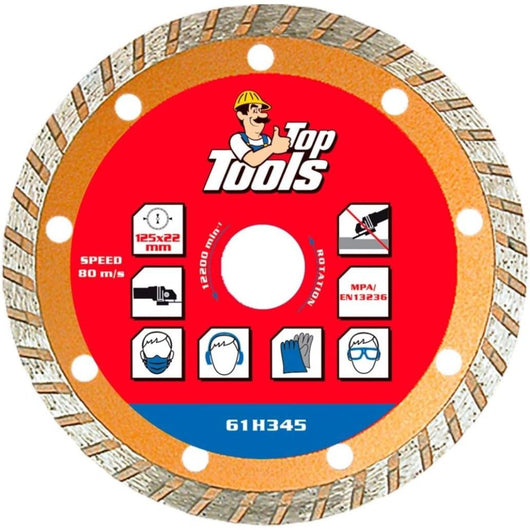 Topex 61h345 disco diamantato, 1 125 x 22,2 mm, turbo