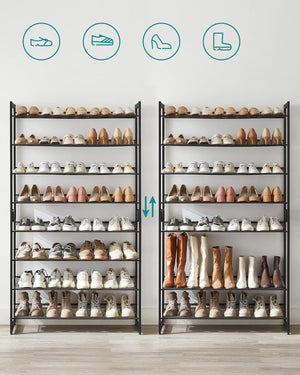 Scarpiera VALORA con 8 ripiani per corridoio, nero, LMR08B