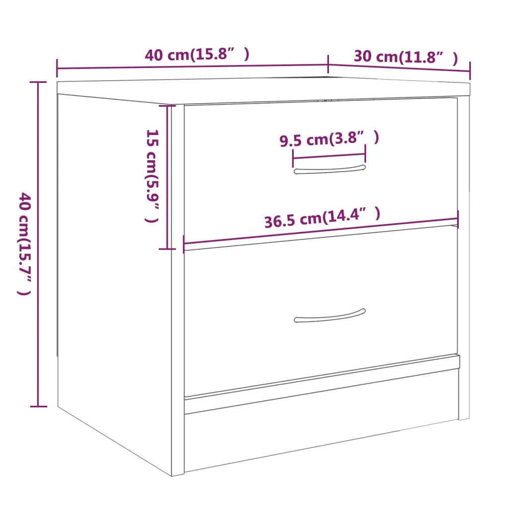 Comodino-Tavolino da notte Rovere Fumo 40x30x40 cm in Legno Ingegnerizzato