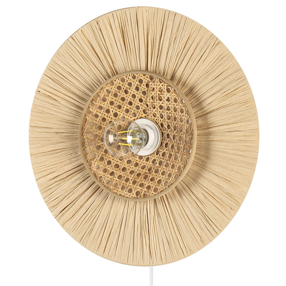 Lampada da parete in carta naturale con paralume strutturato Japandi Luce d'accento in stile naturale