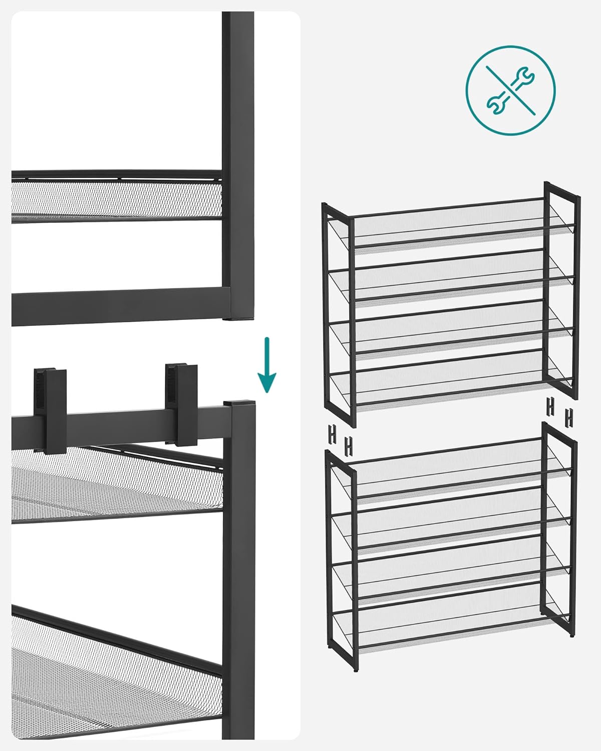 Scarpiera VALORA con 8 ripiani per corridoio, nero, LMR08B