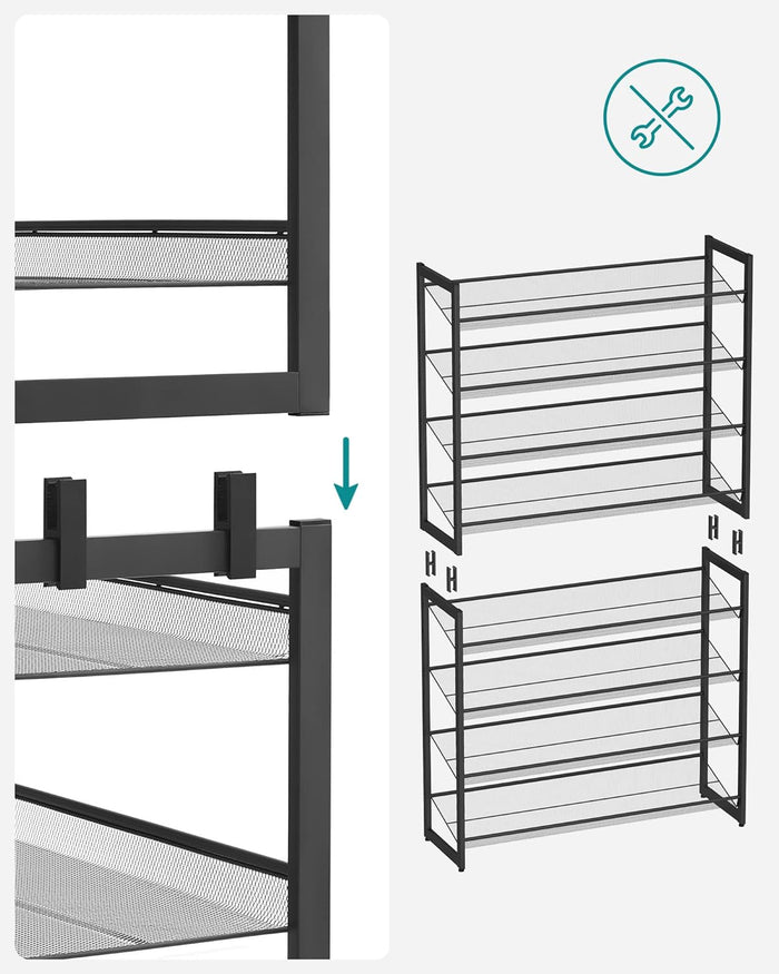 Scarpiera VALORA con 8 ripiani per corridoio, nero, LMR08B