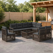Set Divano da Giardino 9 pz Grigio polyrattan 3435731