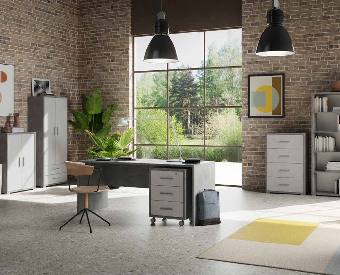 SCRIVANIA DA UFFICIO H76 L180 P69 Cm FINITURA CEMENTO SARMOG Db630k