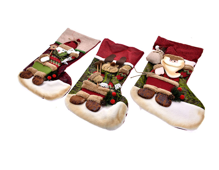 Calza Natalizia di Natale da 55 cm con Babbo Natale Renna o Pupazzo di Neve