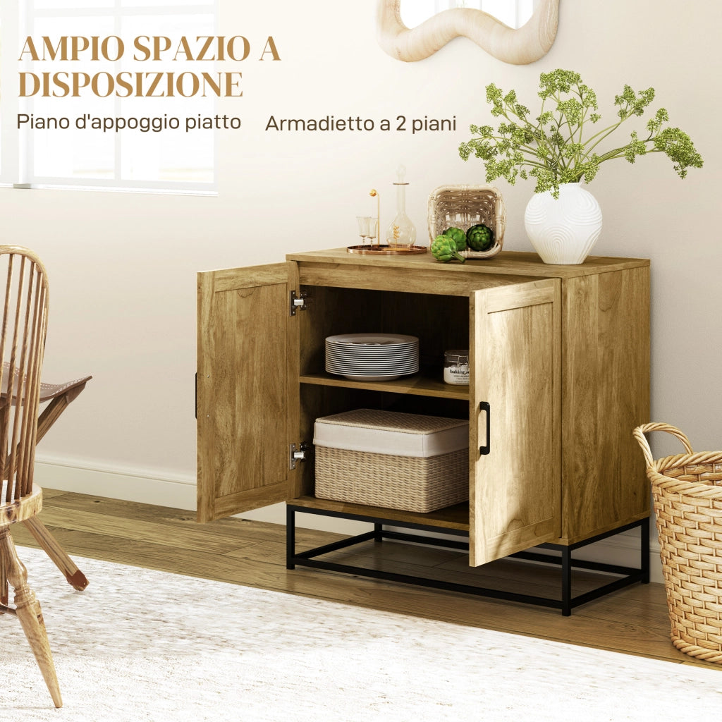 Tavolo da soggiorno ¨C Minimal ¨C Legno e acciaio, marrone e nero, 80x40x78 cm