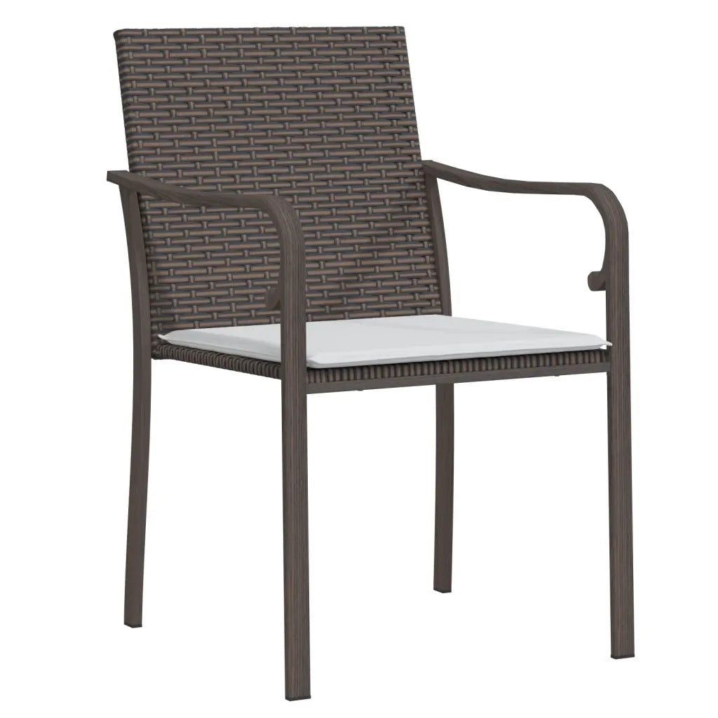 Sedie da Giardino con Cuscini 4 pz | Sedie da Esterno Marroni 56x59x84cm Polyrattan