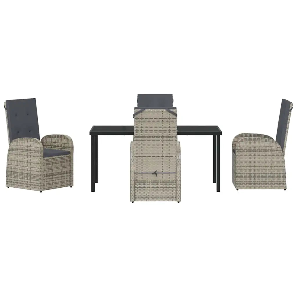 Set da Pranzo per Giardino con cuscino 5 pcs Grigio polyrattan
