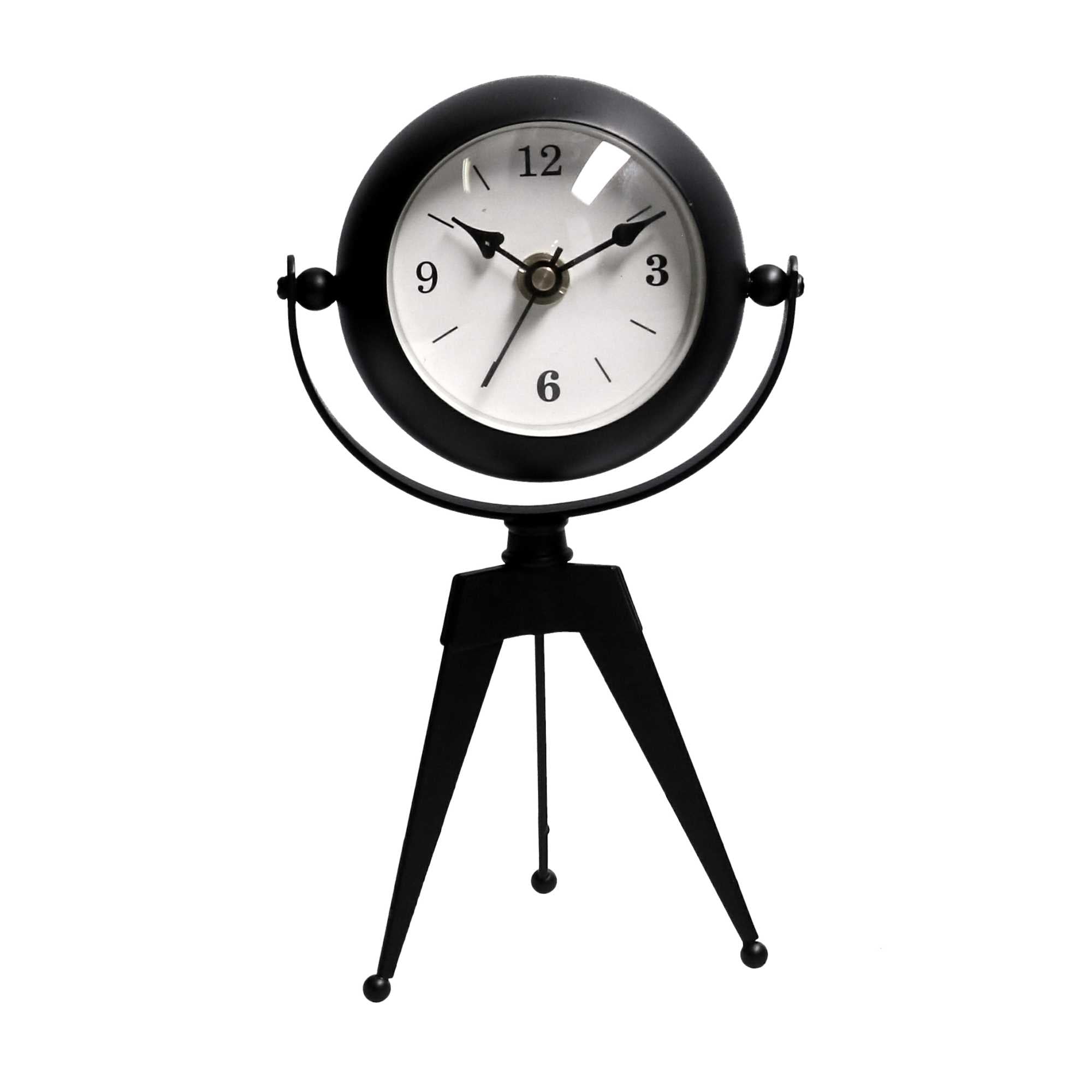 Orologio da Tavolo 11x8xh20 cm in Metallo Nero