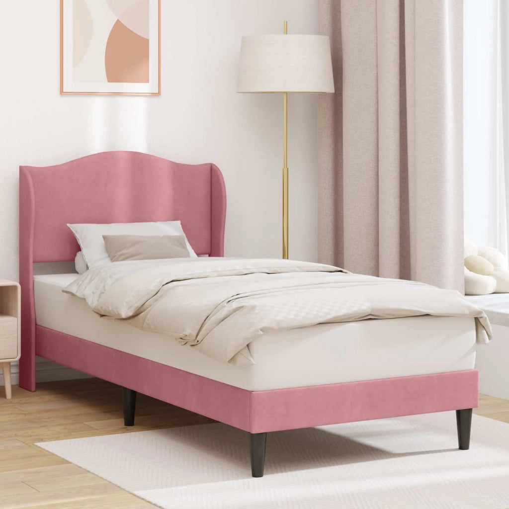 Struttura del letto con testiera Rosa 90 x 190 cm Velluto 42027890