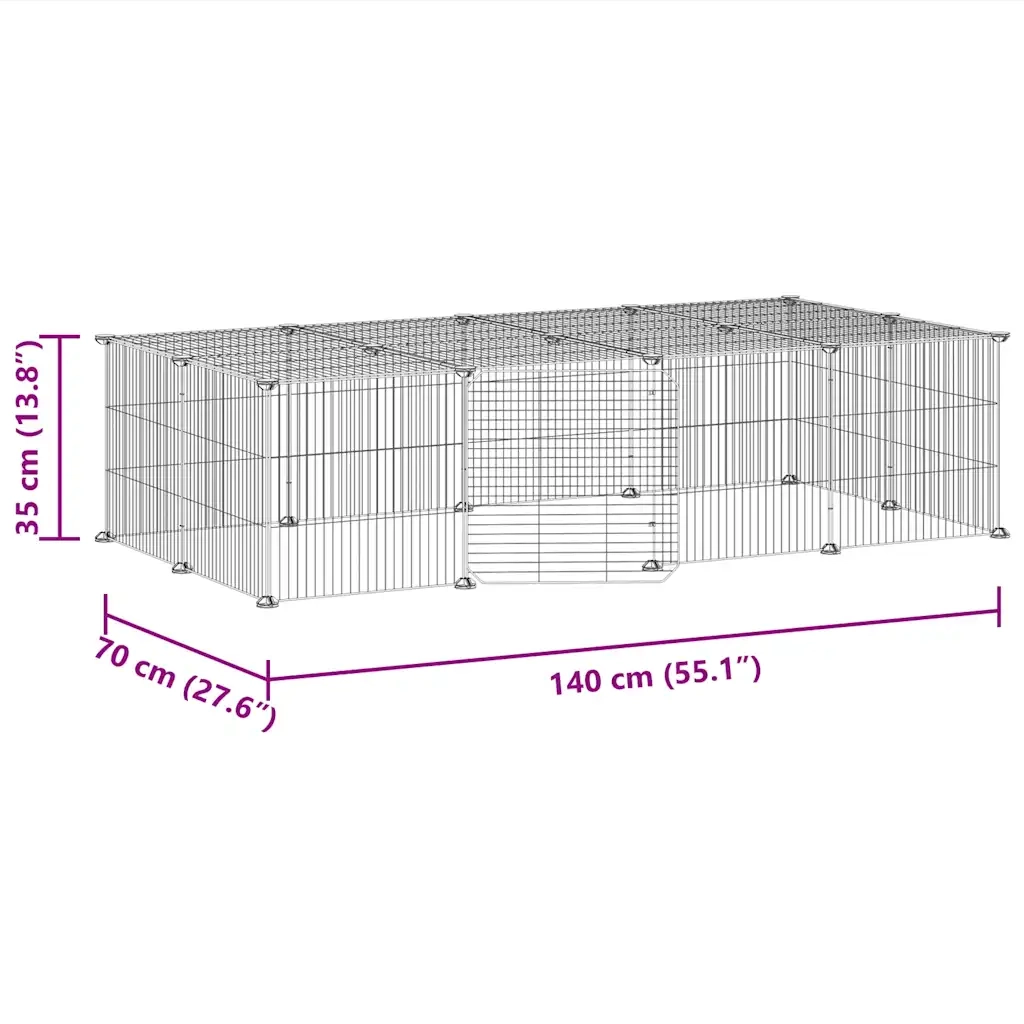 Gabbia per Animali 20 Pannelli con Porta Nera 35x35 cm Acciaio 3114058