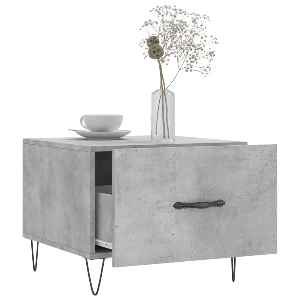 Tavolino Salotto Grigio Cemento 50x50x40 cm Legno Multistrato 829388