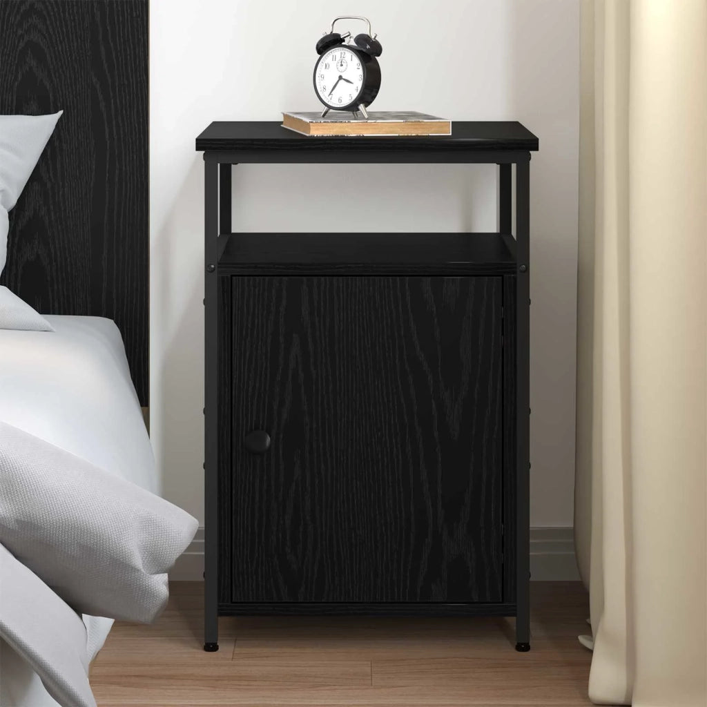 Armadio da Notte con cassetto Rovere nero Legno multistrato 879505