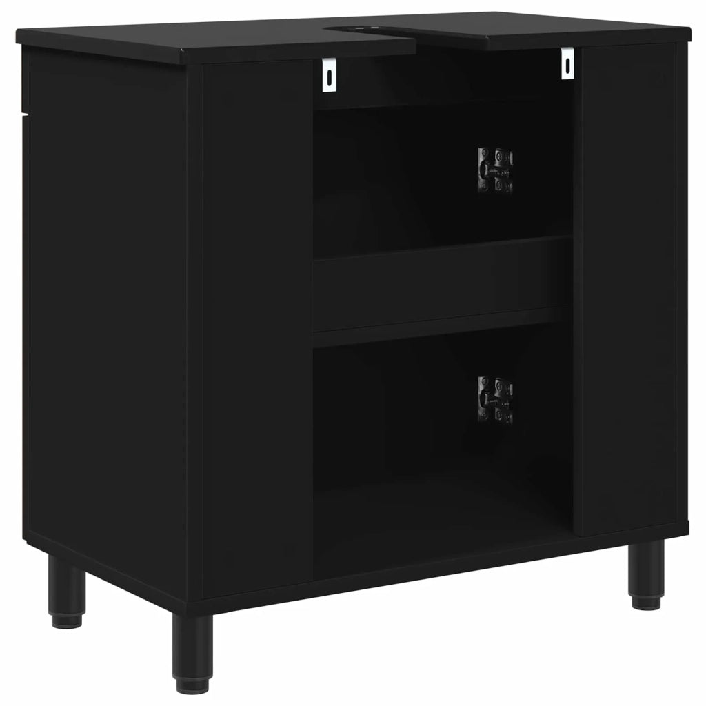 Mobiletto da bagno Nero 60 x 35 x 60 cm Legno ingegnerizzato